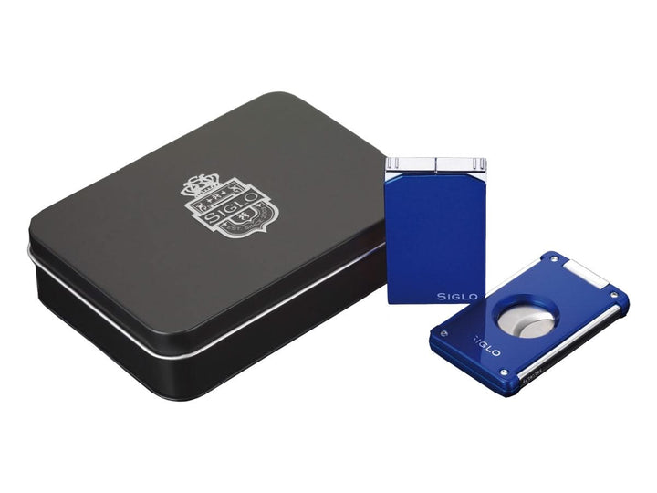 Siglo Vibrant Set 12372D Briquet et coupe cigar Bleu - Coutellerie Marcin