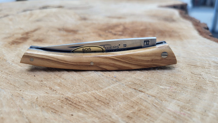 Le Thiers par le Fidèle - Bois d’Olivier - Ressort Guilloché - Lame 8cm - Coutellerie Marcin