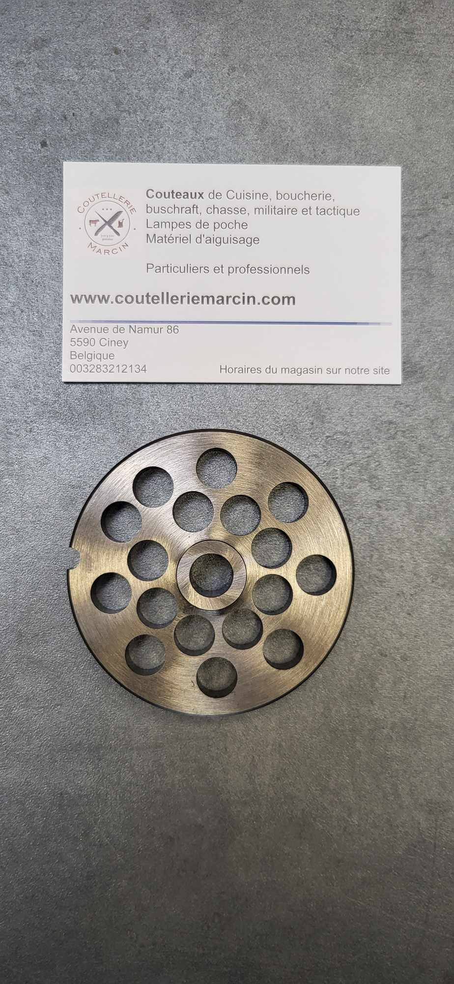 L&W Plaque Hachoir 12 , Trou de 10 en acier - Coutellerie Marcin