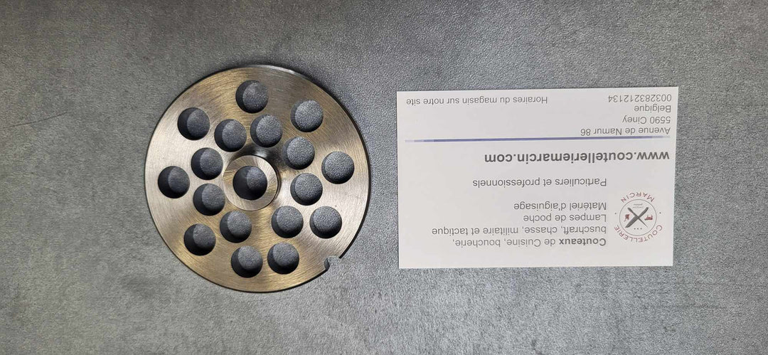L&W Plaque Hachoir 12 , Trou de 10 en acier - Coutellerie Marcin