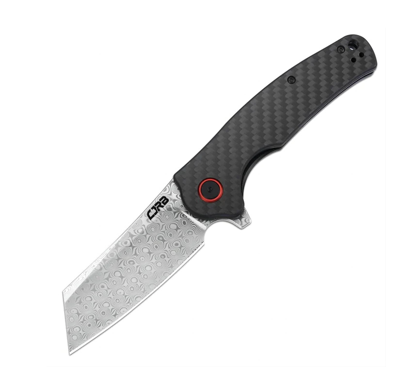 CJRB J1904D-CF Crag Rose Damascus, Carbon Fiber - Coutellerie Marcin