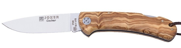 Joker Cocker , Couteau pliant , bois d'olive - Coutellerie Marcin