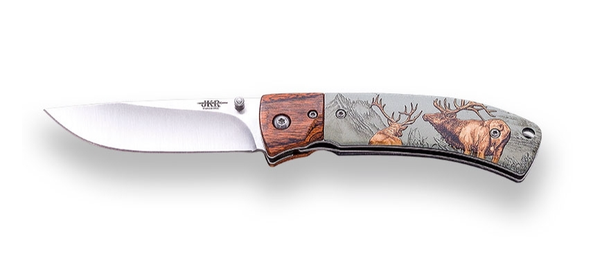 JKR Couteau pliant ouverture manuelle , acier inoxydable - Coutellerie Marcin