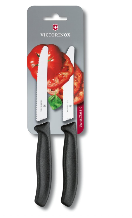 Victorinox 6.7833.B  Couteaux à tomates/couteaux de table bords dentelés noir - 2 pièces - Coutellerie Marcin