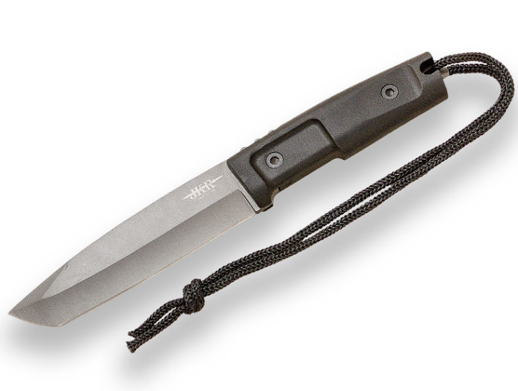 JKR-0786 Couteau de survie - manche caoutchouc - lame revêtement titane - Coutellerie Marcin
