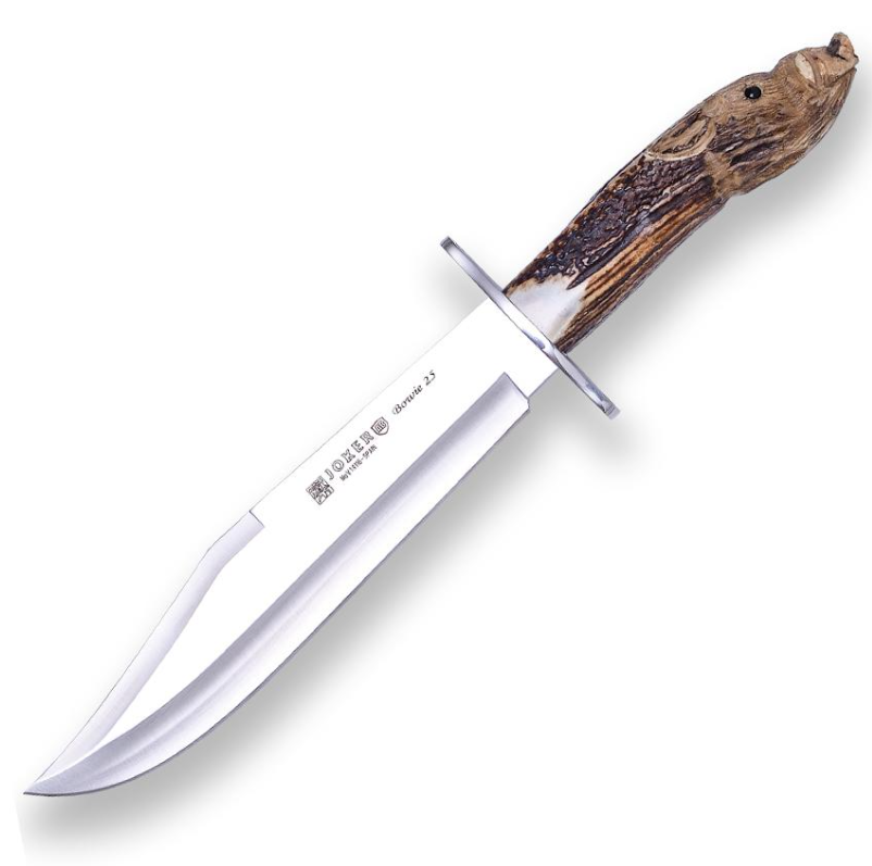 Joker CTJ101 Couteau de chasse et collection Bowie manche en bois de cerf sculpté - Coutellerie Marcin