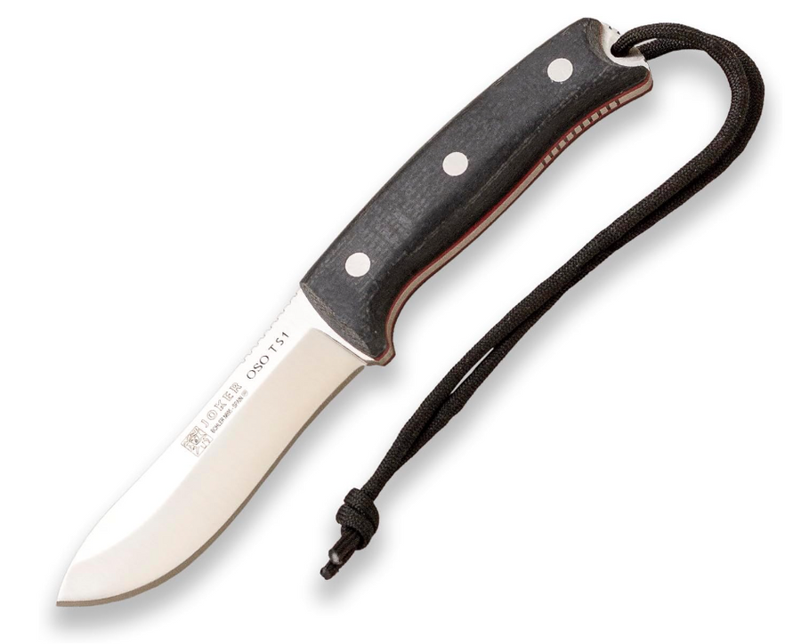 Joker CM-140 - Couteau Buschcraft à lame fixe - manche micarta noir lame 11cm - Coutellerie Marcin