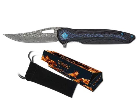 Tokisu 18887 Couteau pliant damas G10 - Coutellerie Marcin