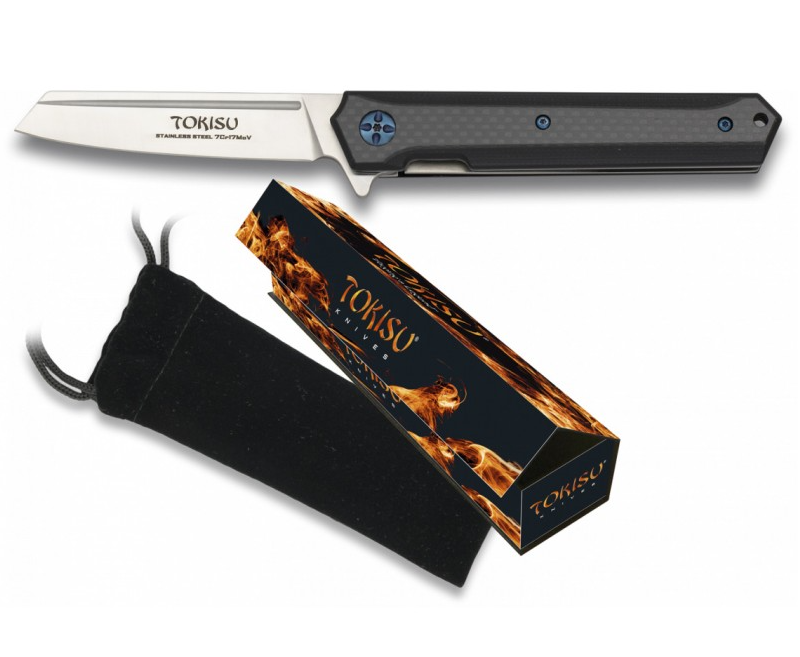Tokisu 18450 Couteau pliant de poche EDC Fibre de Carbone/G10
