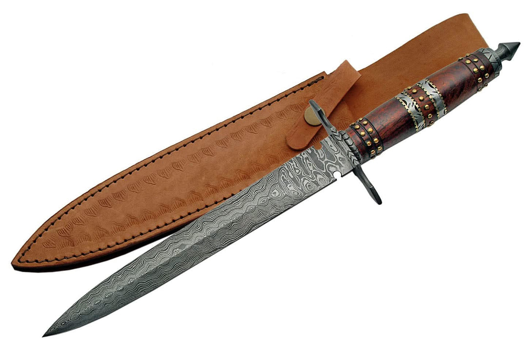 Damascus DM1104 Dagger Rosewood - Coutellerie Marcin