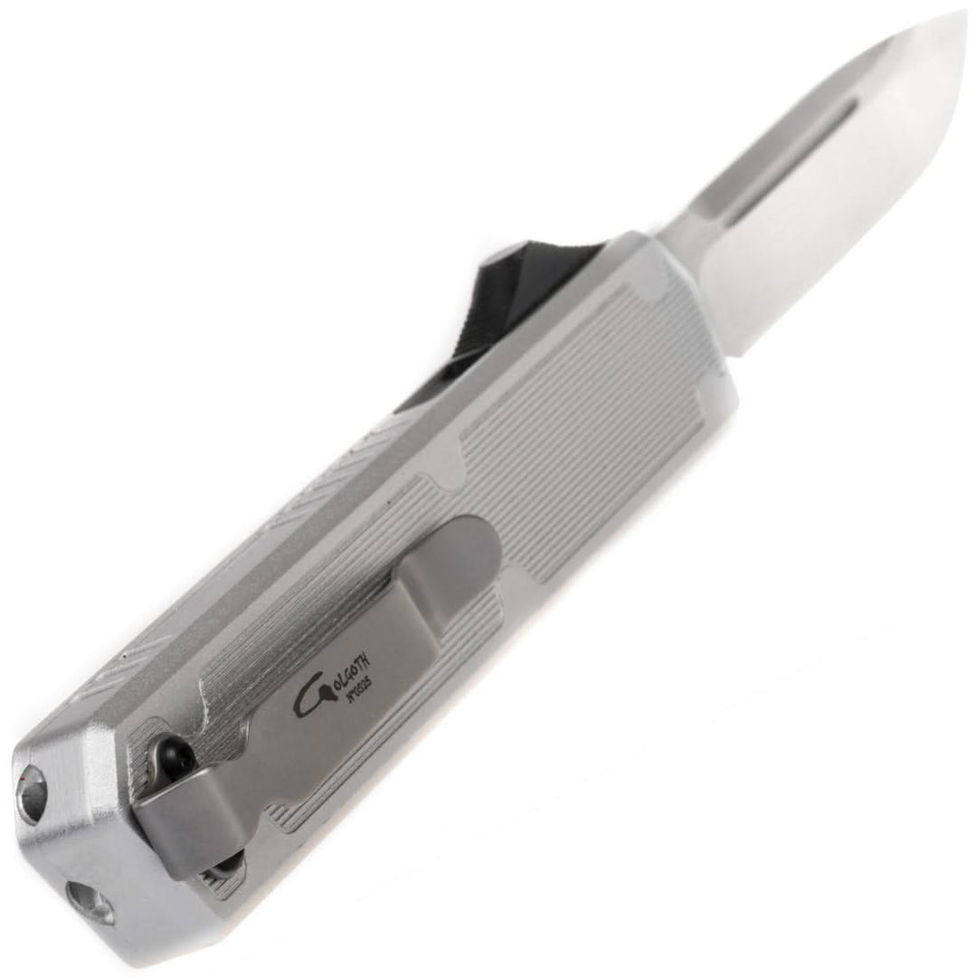 Golgoth G11C6 Silver. Couteau lame acier D2 manche aluminium silver et fibre de carbone - Coutellerie Marcin