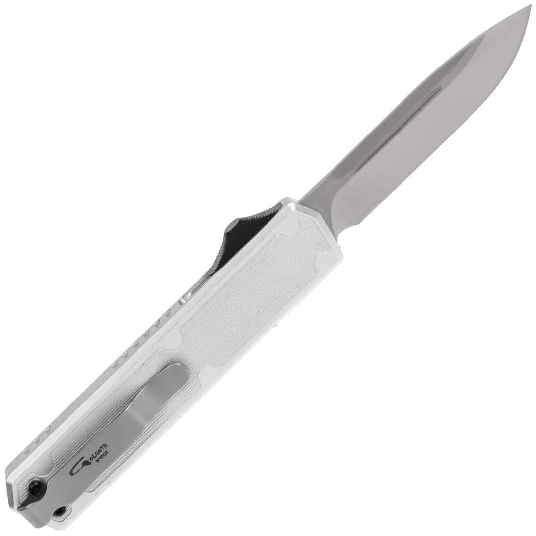 Golgoth G11C6 Silver. Couteau lame acier D2 manche aluminium silver et fibre de carbone - Coutellerie Marcin