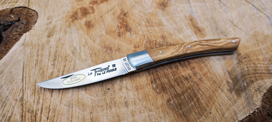 Le Thiers Le Fidèle - Couteau pliant de poche -  Bois Olivier 12cm - Coutellerie Marcin