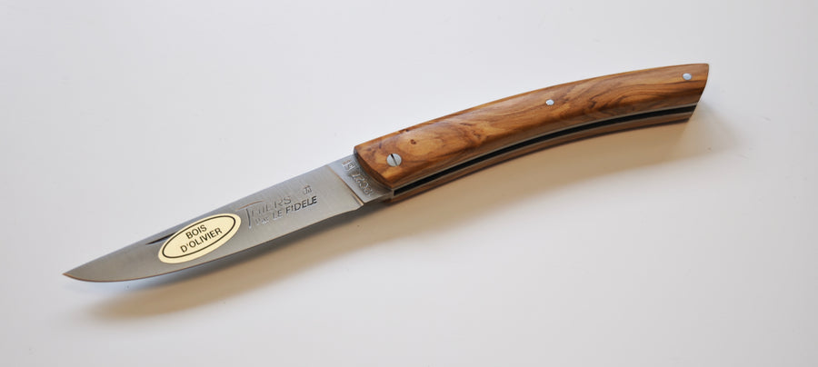 Thiers par le Fidèle T110L11 Couteau pliant de poche en bois d'olivier - manche 11cm - Coutellerie Marcin