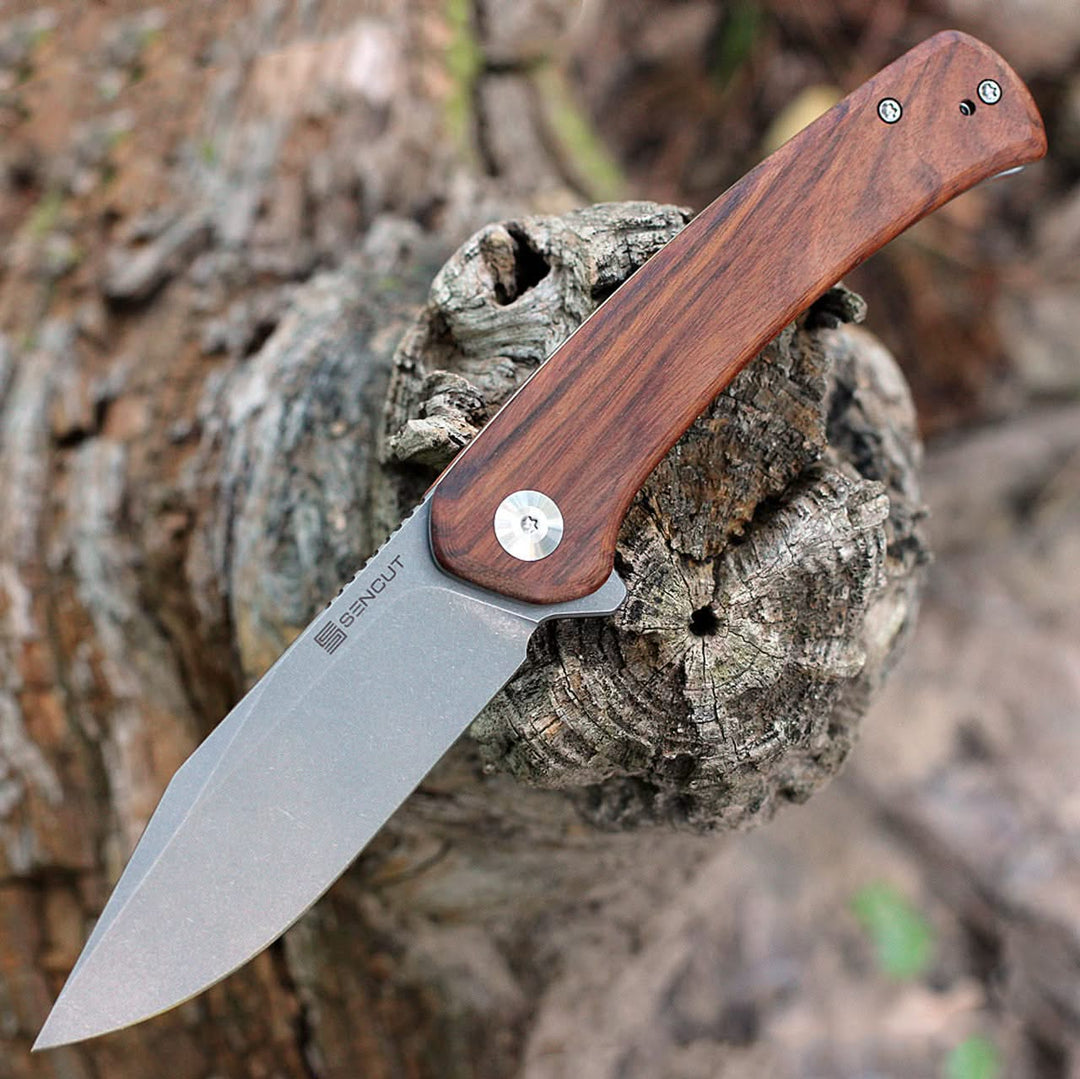 Sencut SA05DV1 Couteau pliant Bois de Guibourtia lame stonewash - Coutellerie Marcin
