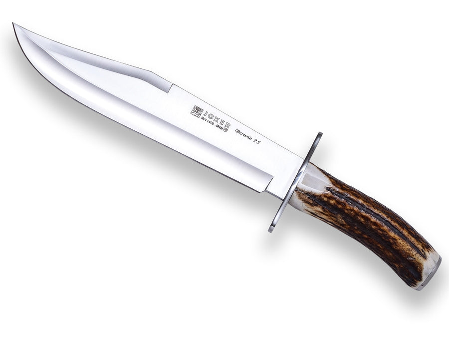 Joker Bowie 25 avec manche couronne en bois de cerf et lame de 25cm. - Coutellerie Marcin