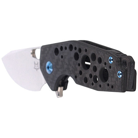 Fox Knives FX-526CFBL Fibre de carbone Noir et Titanium bleu - Coutellerie Marcin