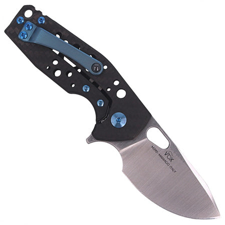 Fox Knives FX-526CFBL Fibre de carbone Noir et Titanium bleu - Coutellerie Marcin