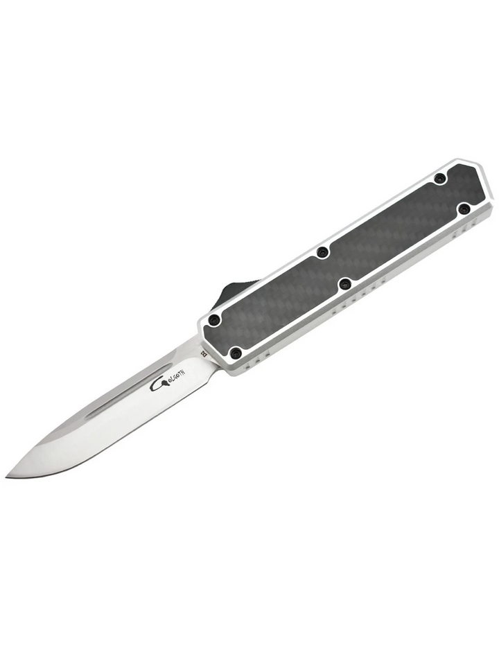Golgoth G11C6 Silver. Couteau lame acier D2 manche aluminium silver et fibre de carbone - Coutellerie Marcin