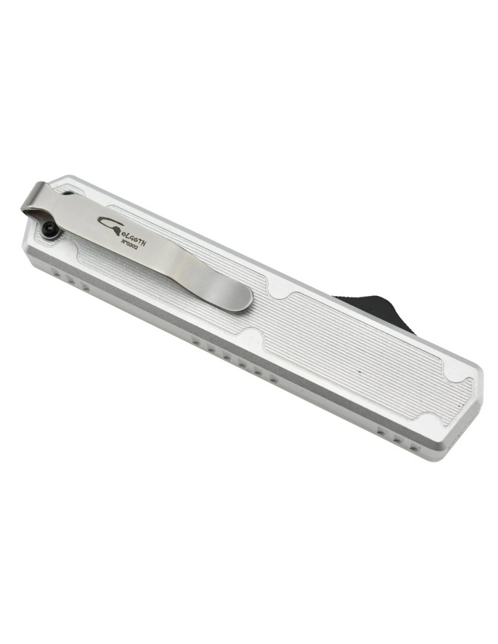 Golgoth G11C6 Silver. Couteau lame acier D2 manche aluminium silver et fibre de carbone - Coutellerie Marcin
