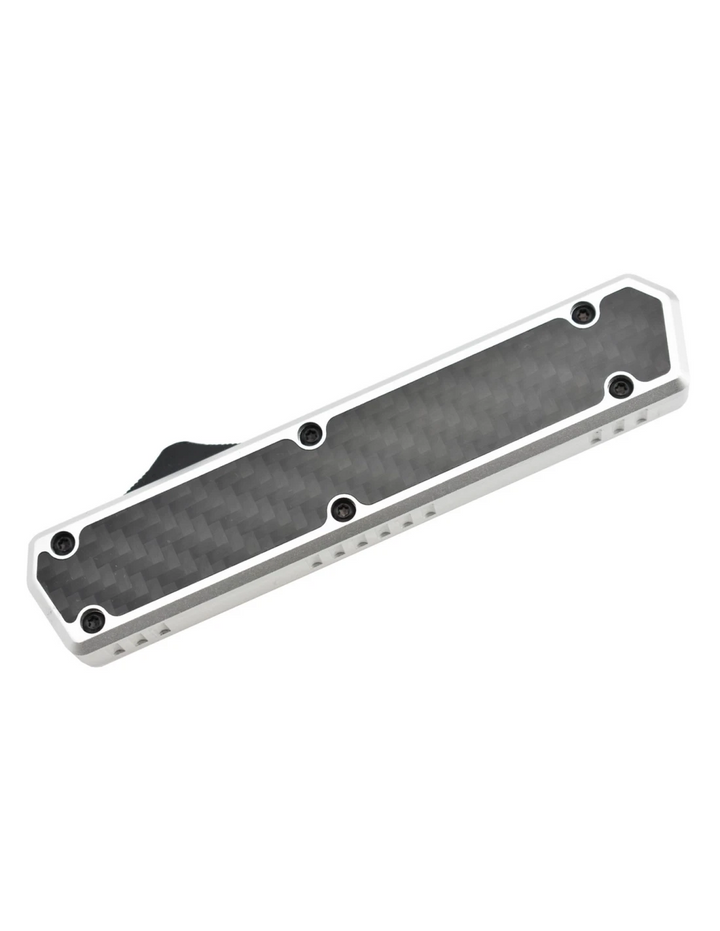 Golgoth G11C6 Silver. Couteau lame acier D2 manche aluminium silver et fibre de carbone - Coutellerie Marcin