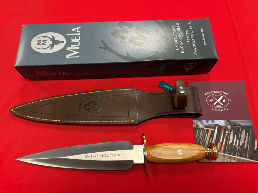 Muela Caribu.OL manche en olivier - feuille de laiton - Coutellerie Marcin