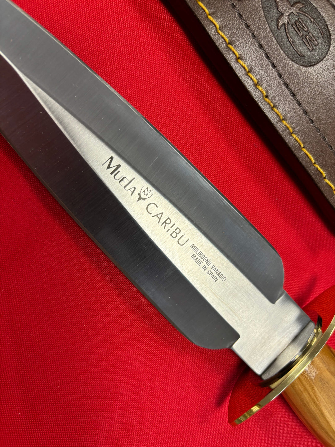 Muela Caribu.OL manche en olivier - feuille de laiton - Coutellerie Marcin