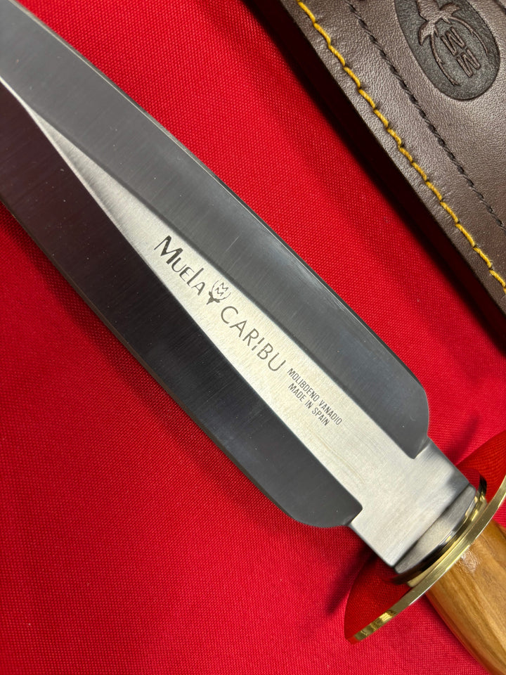 Muela Caribu.OL manche en olivier - feuille de laiton - Coutellerie Marcin