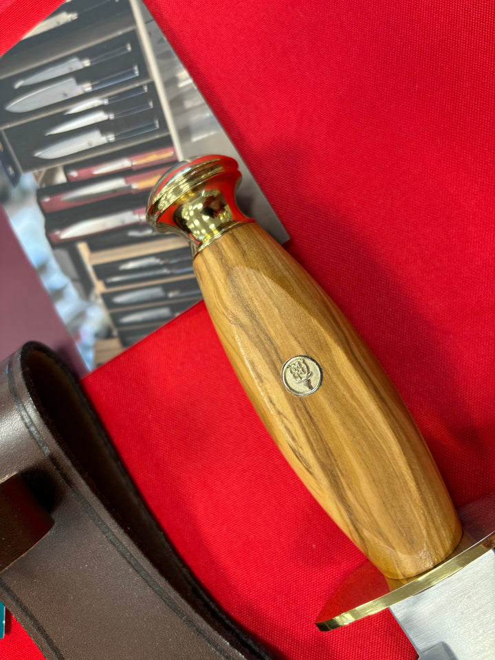 Muela Caribu.OL manche en olivier - feuille de laiton - Coutellerie Marcin