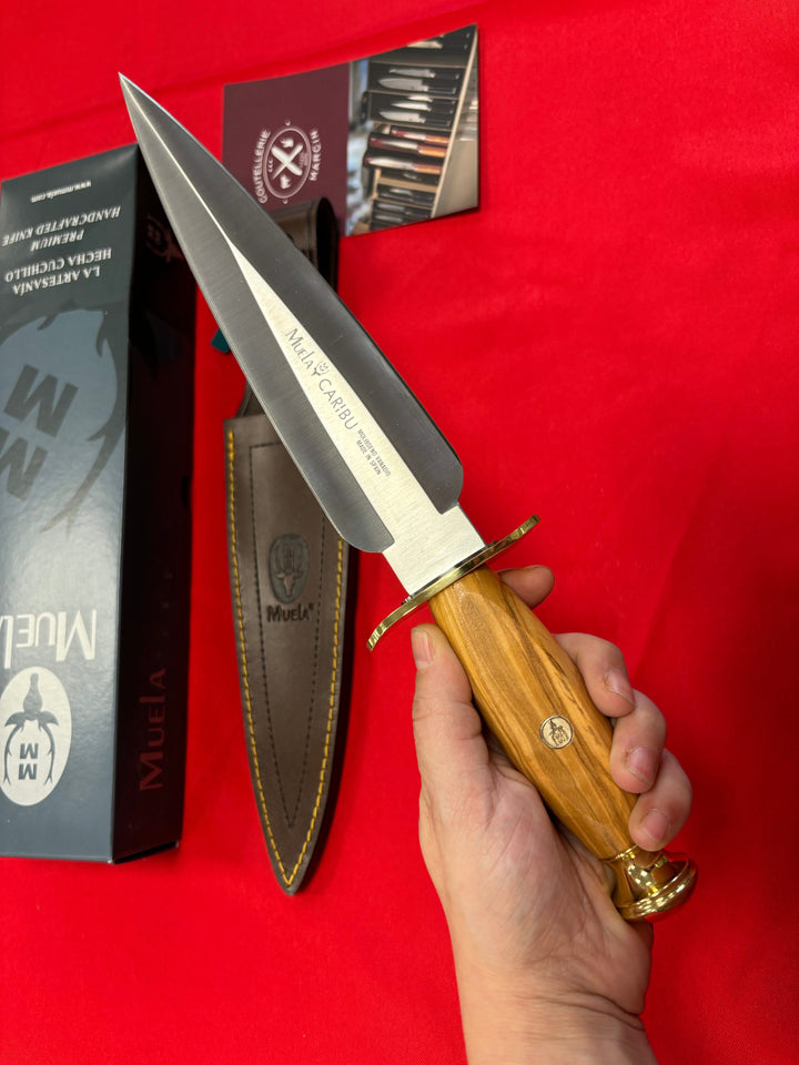 Muela Caribu.OL manche en olivier - feuille de laiton - Coutellerie Marcin
