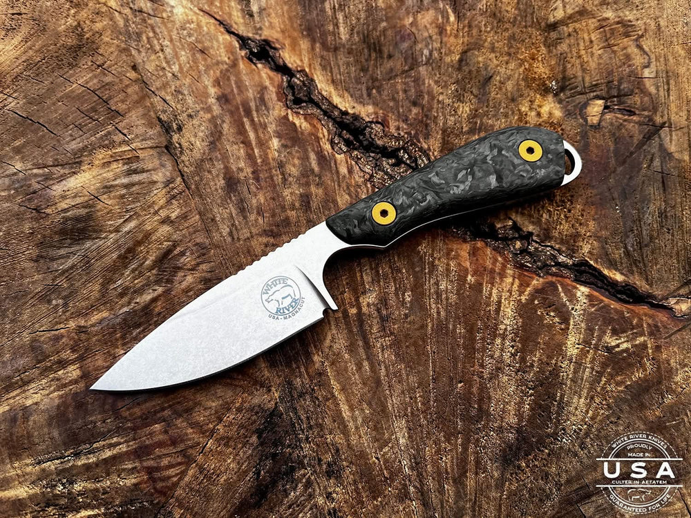 White River M1 Carbon Fiber, Stonewash, Limited 24 - Coutellerie Marcin