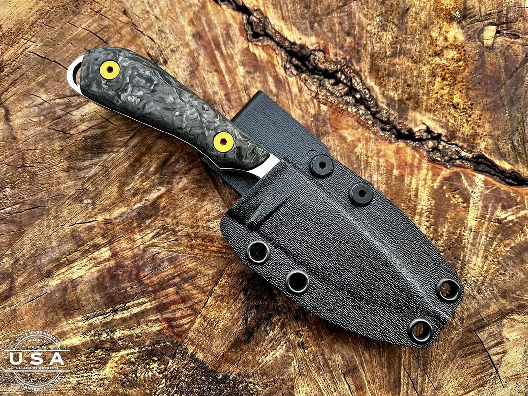 White River M1 Carbon Fiber, Stonewash, Limited 24 - Coutellerie Marcin