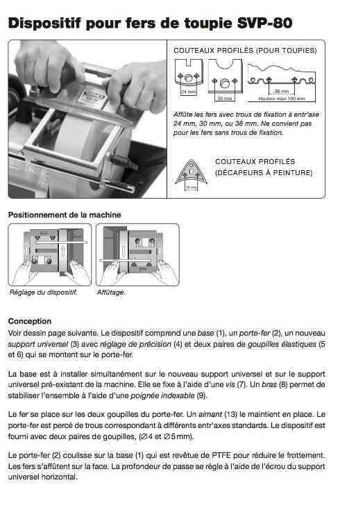 Tormek SVP80 Dispositif pour fer de toupie