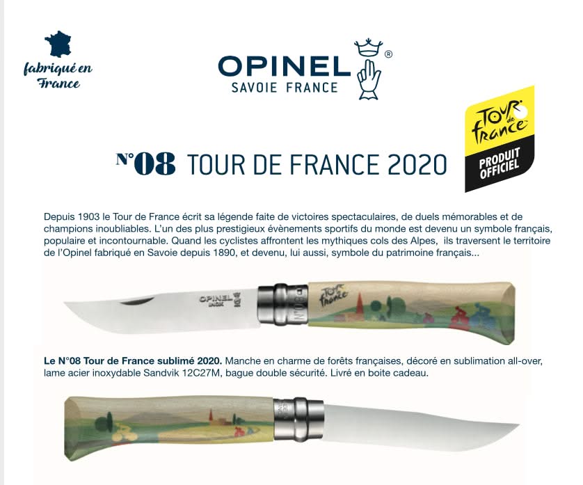 Superbe Opinel N°08 Collection Tour de France 2020 -