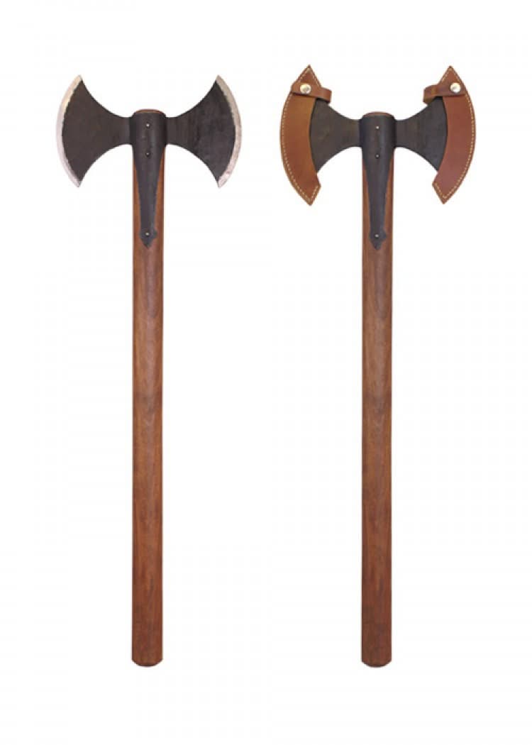 Wiking Hache Viking forgée à la main avec une lame à double hache lourde en acier au carbone de haute qualité! -