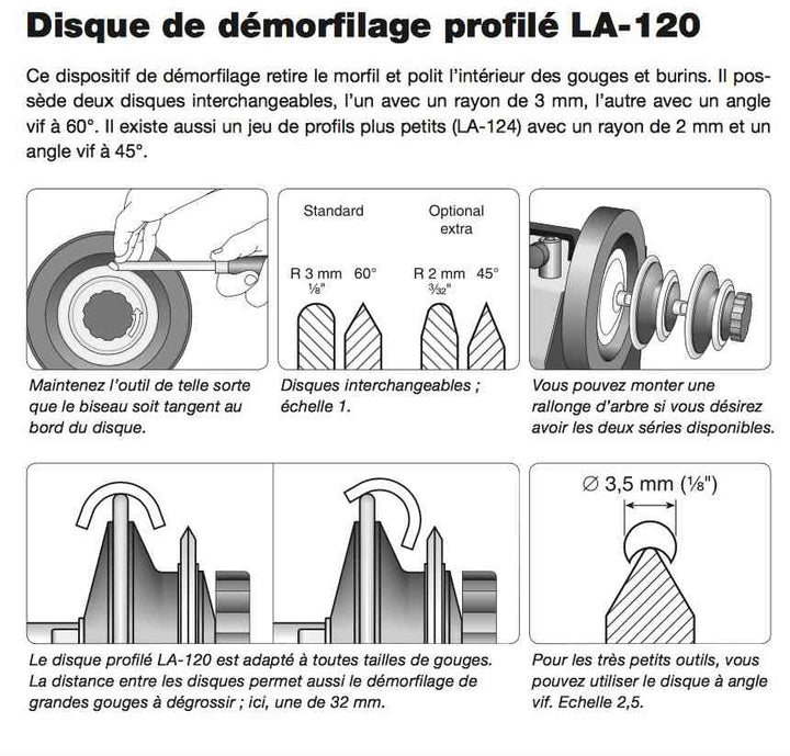 Tormek LA120 Disque de démorfilage profilé