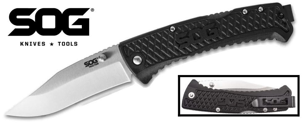 Sog TD1011-CP ( TD1011CP ) Couteau pliant manche en nylon noir -