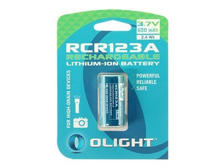 Olight RCR123A battery 3.7V 650mAh Rechargeable 2 Pcs -