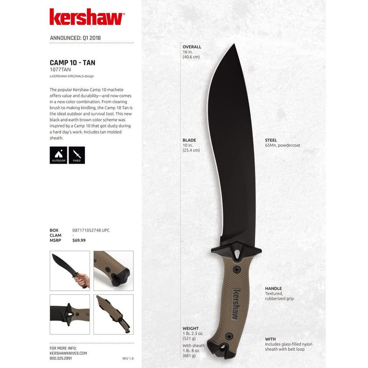 Kershaw Camp 10, 1077TAN machette -