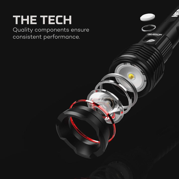 NEBO Lampe de poche étanche rechargeable avec 3 200 lumens et banque d'alimentation -
