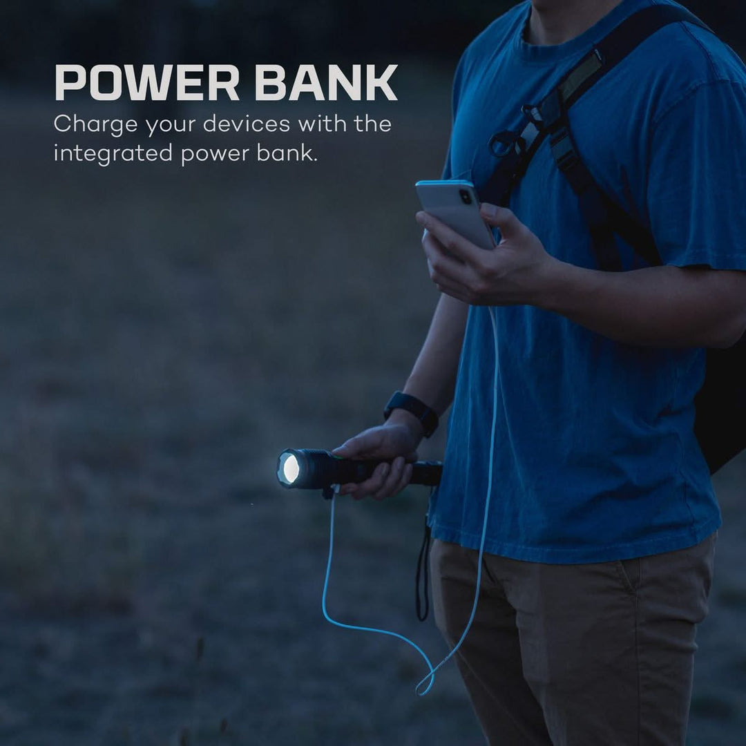 NEBO Lampe de poche étanche rechargeable avec 3 200 lumens et banque d'alimentation -