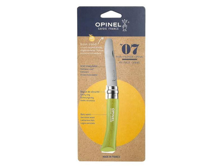 OPINEL N° 07, couteau pour enfants, inoxydable, bois de hêtre vert -
