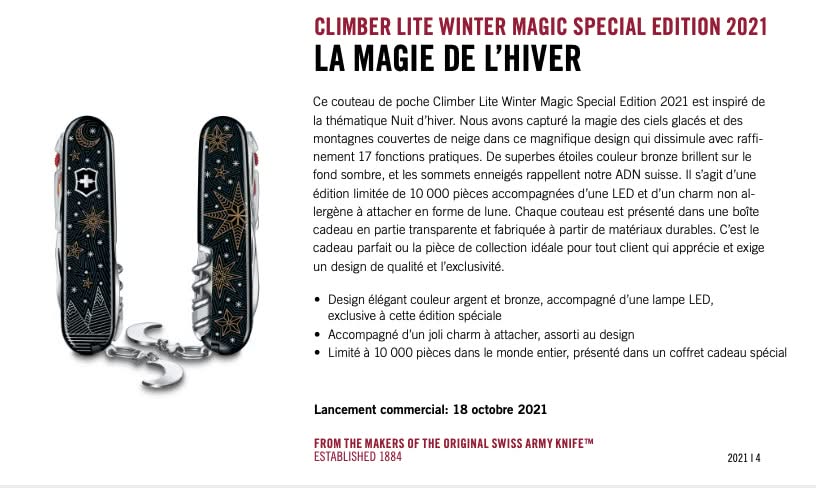 Victorinox 1.7904.3E1 ( 179043E1 ) Climber Lite Winter Magic Spécial Edition 2021 -