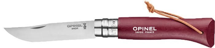 Opinel Couteau de Poche N°08 Grenat, Colorama, Baroudeur, inox/lanière -