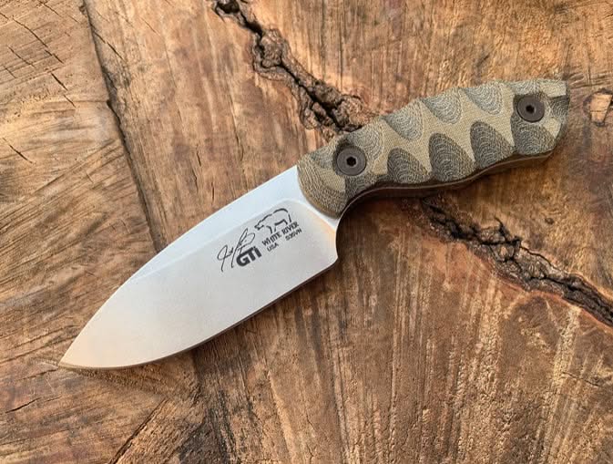 White River GTI 3, Black/ Olive Micarta, Stonewash -