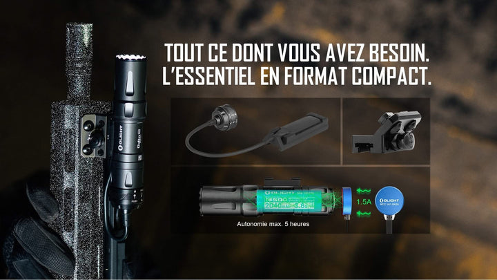 Olight Odin Mini Noir - Lampe Torche LED Tactique -