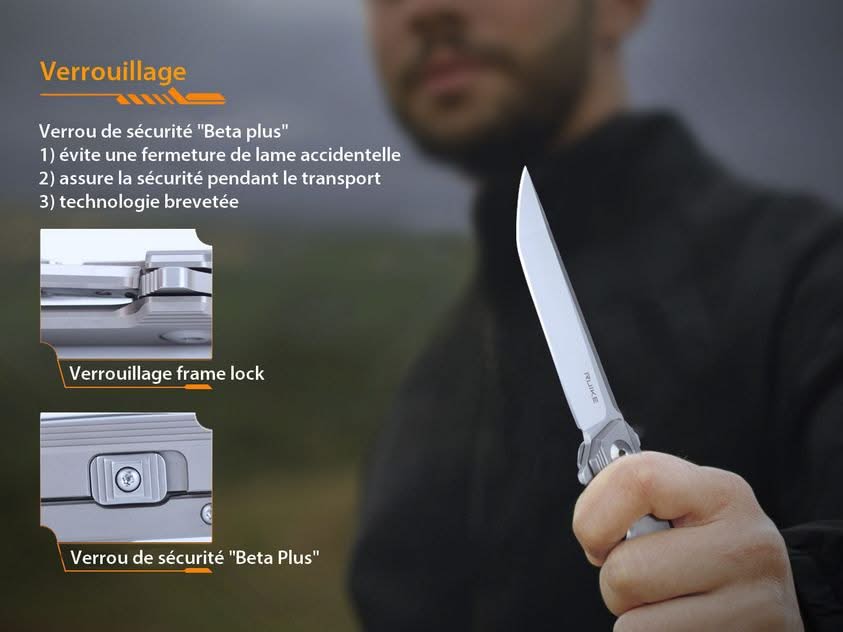 Ruike M126-TZ Couteau lame acier 154CM manche titane TC4 -