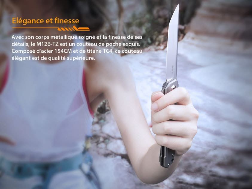 Ruike M126-TZ Couteau lame acier 154CM manche titane TC4 -