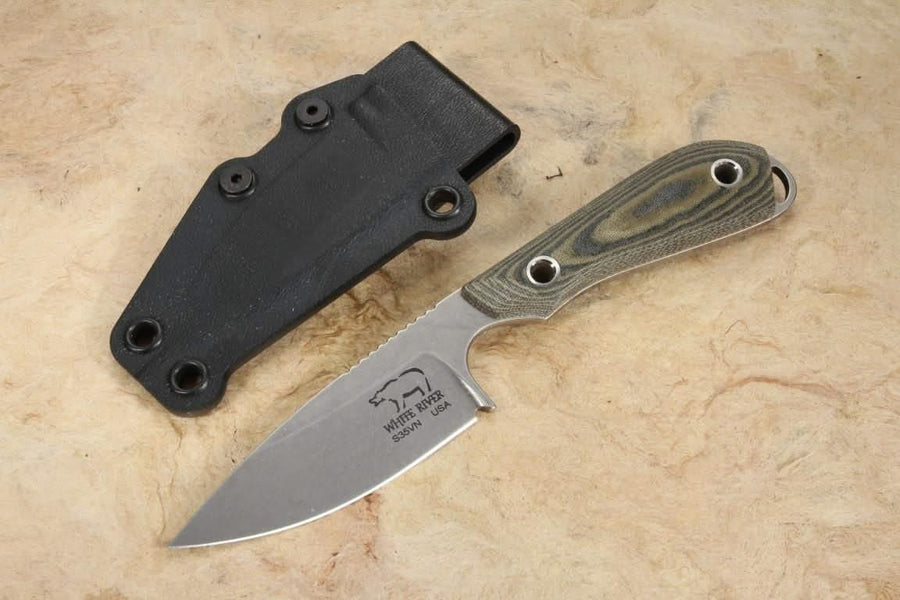 White River M1 Caper, Canvas Black/ Olive Micarta -