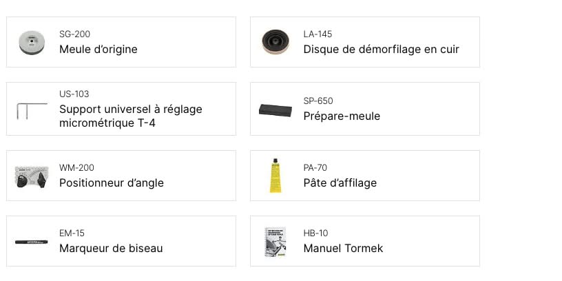 Composants présents avec notre produit
